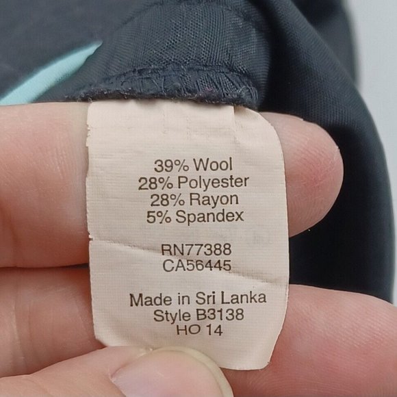 J Crew Womens Bi Stretch Wool Blend Side Stripe Trousers Black w Pockets size 14 - Picture 12 of 13